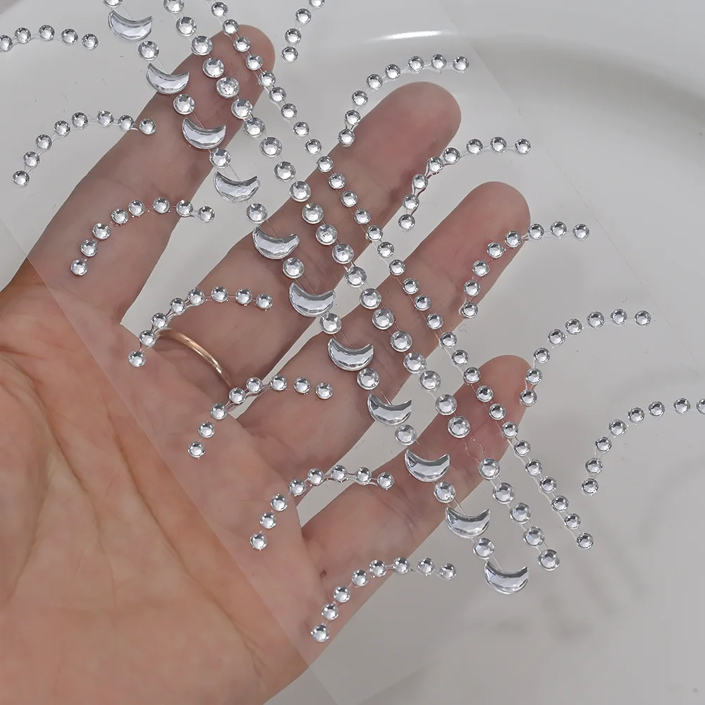 1 Stücke 3D Hohl Stern/Herz Gesicht Edelstein Tattoos Aufkleber Selbstklebende Kristall Schmuck Tattoo DIY Auge/körper Make-Up Dekor Strass * – Detail 8