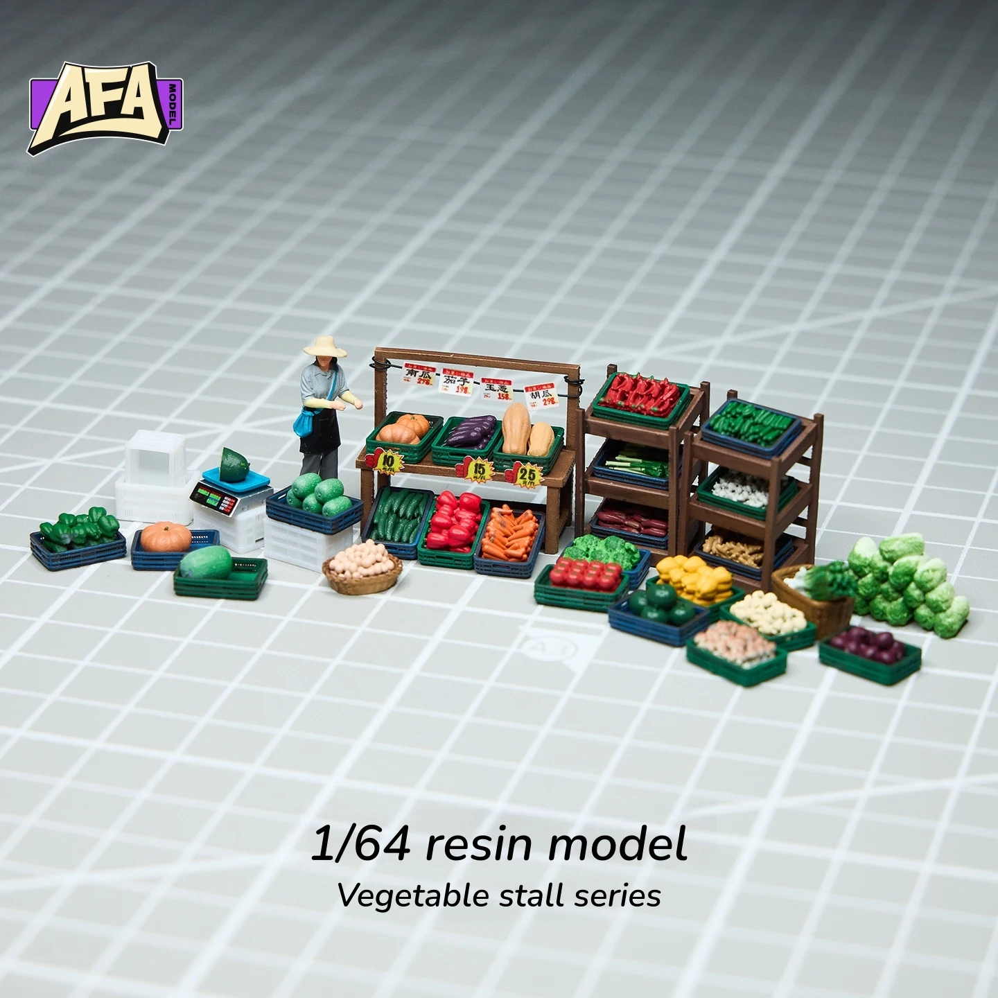 1 64 resin diorama vegetable stall Minifigure Model Kit Model Props Creative Photography Display Collection Decoration