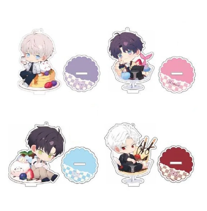 Anime Love and DeepSpace 10cm Qin Che Sylus Xavier Acrylic Keychains Dessert Series Q Version Characters Stand Fans friend gifts