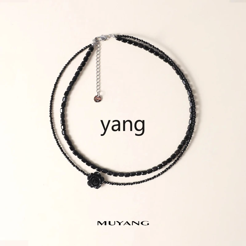 

LMM Black Rose Necklace Women's Double Clavicle Chain Niche Design Accessories