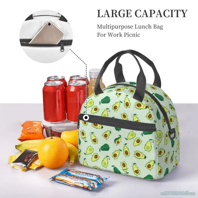 Leuke Avocado Print Geïsoleerde Lunch Tas Voor Vrouwen Koeler Bento Tote Tas Thermisch Voedsel Lunchbox Voor Schoolwerk Reizen Picknick