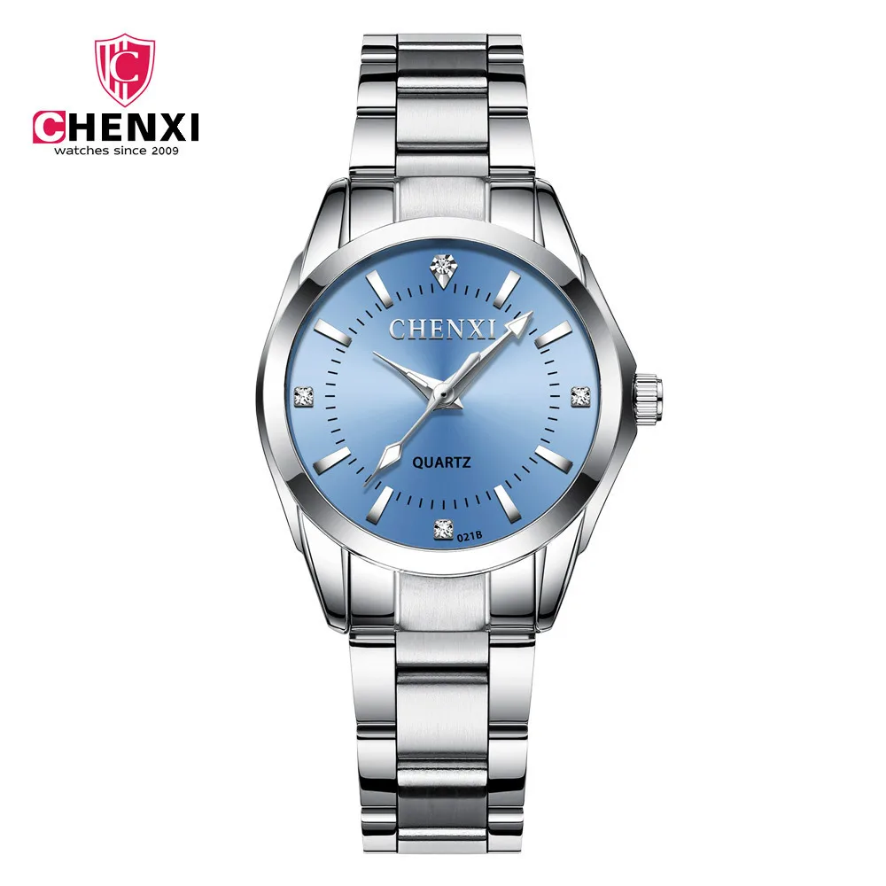 CHENXI 021B reloj de cuarzo de acero de aleación de moda de lujo para mujer pulsera Casual relojes de diamantes impermeables regalo para novia