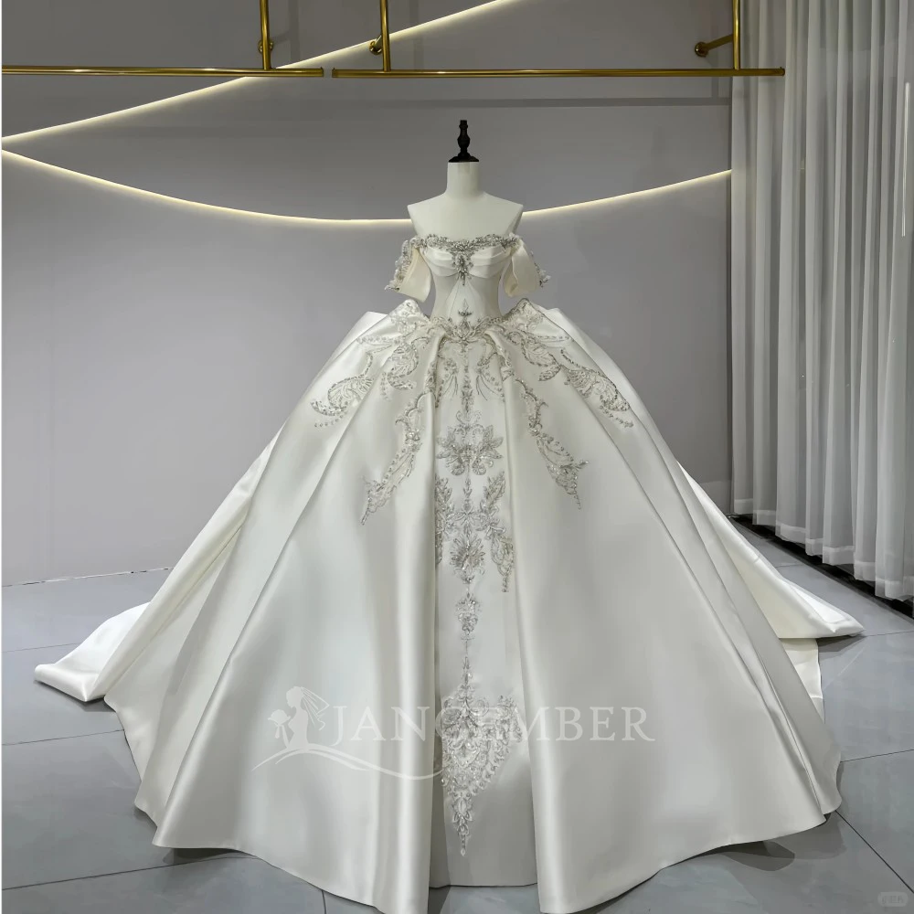 تخصيص رائع الكرة ثوب الساتان فستان الزفاف خمر مخصص المرأة زي العرائس Vestido de novia الدانتيل حتى الظهر #3