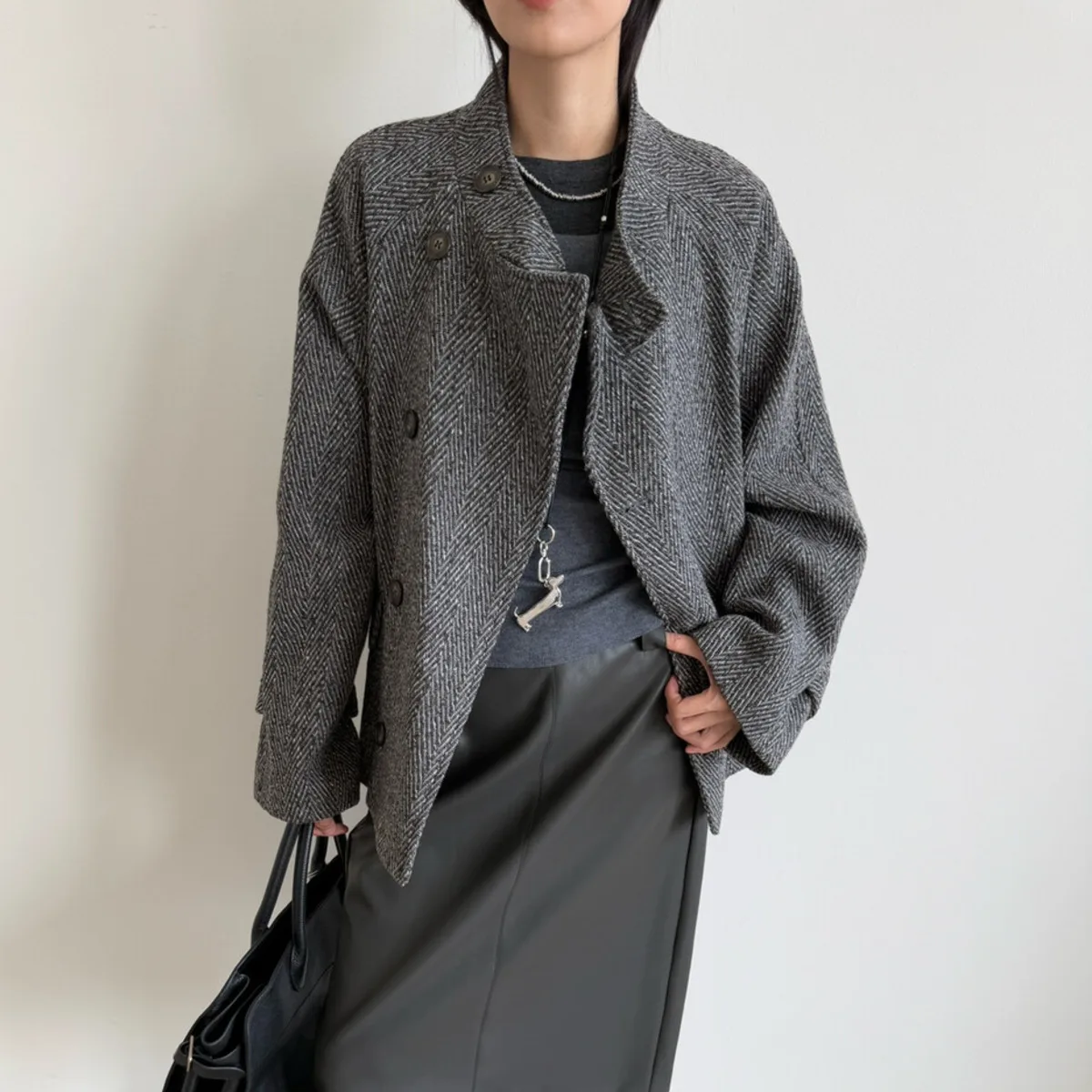 KWTX Damski płaszcz wełniany w stylu vintage, projektant, nowość 2025, 100% wełna, z paskiem, stójka, jednorzędowy, elegancki, casualowy, zimowy, jesienny