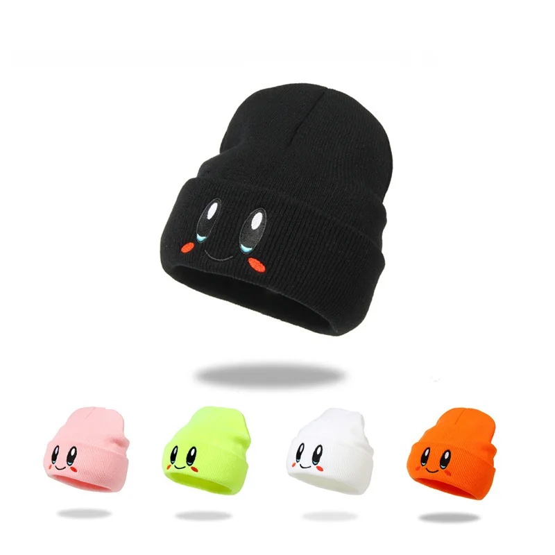 1 piece of neutral anime big eyed skull hat, fashionable elastic embroidered knitted hat, suitable for street hip-hop outdoor ac