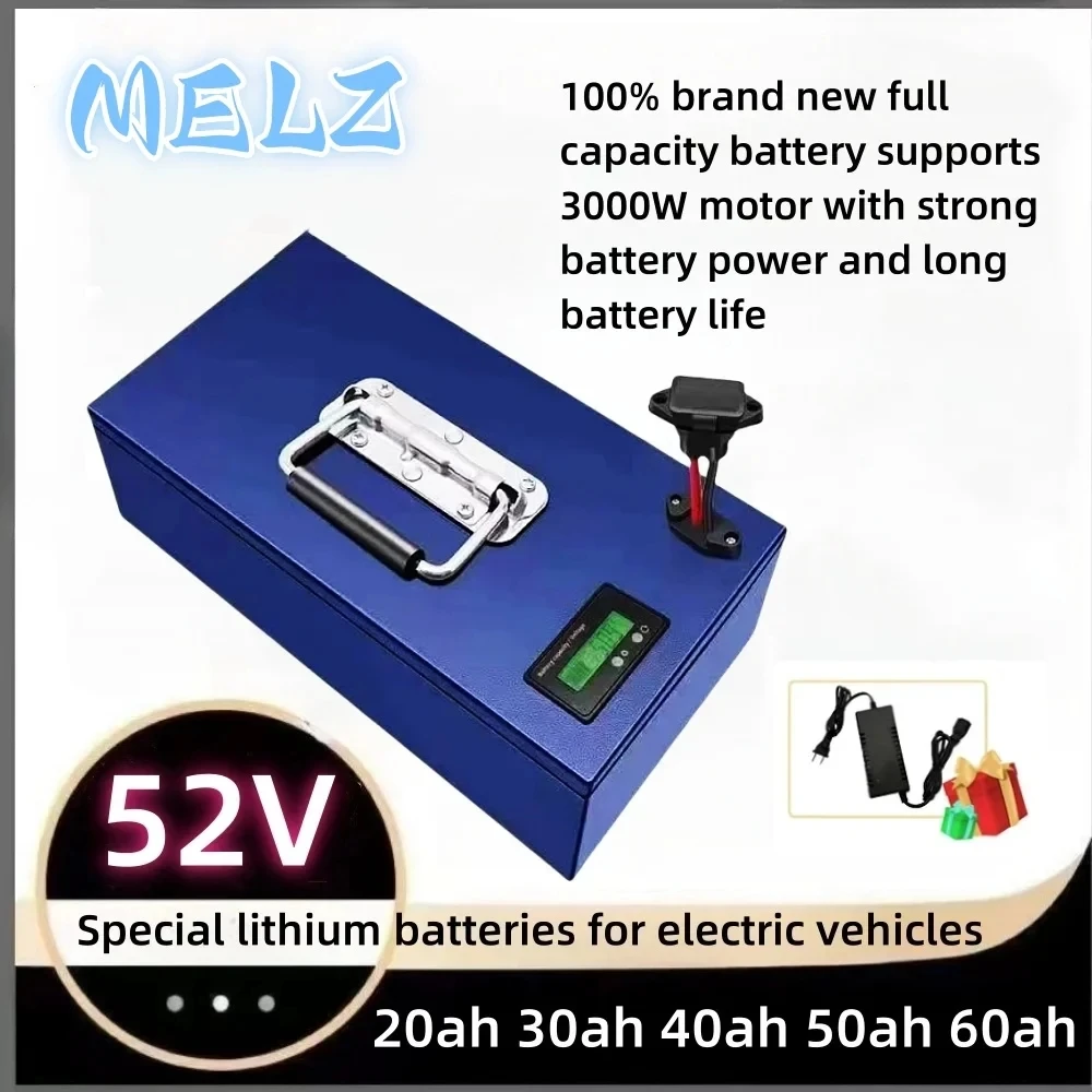 

52V20Ah25Ah30Ah 18650 Lithium Battery Pack 250-2000W Equipment Large Capacity Powerful+58.8V 2A Charger