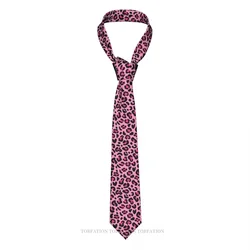 Pink Leopard New 3D Printing Tie 8cm Wide Polyester Necktie Shirt Accessories Party Decoration