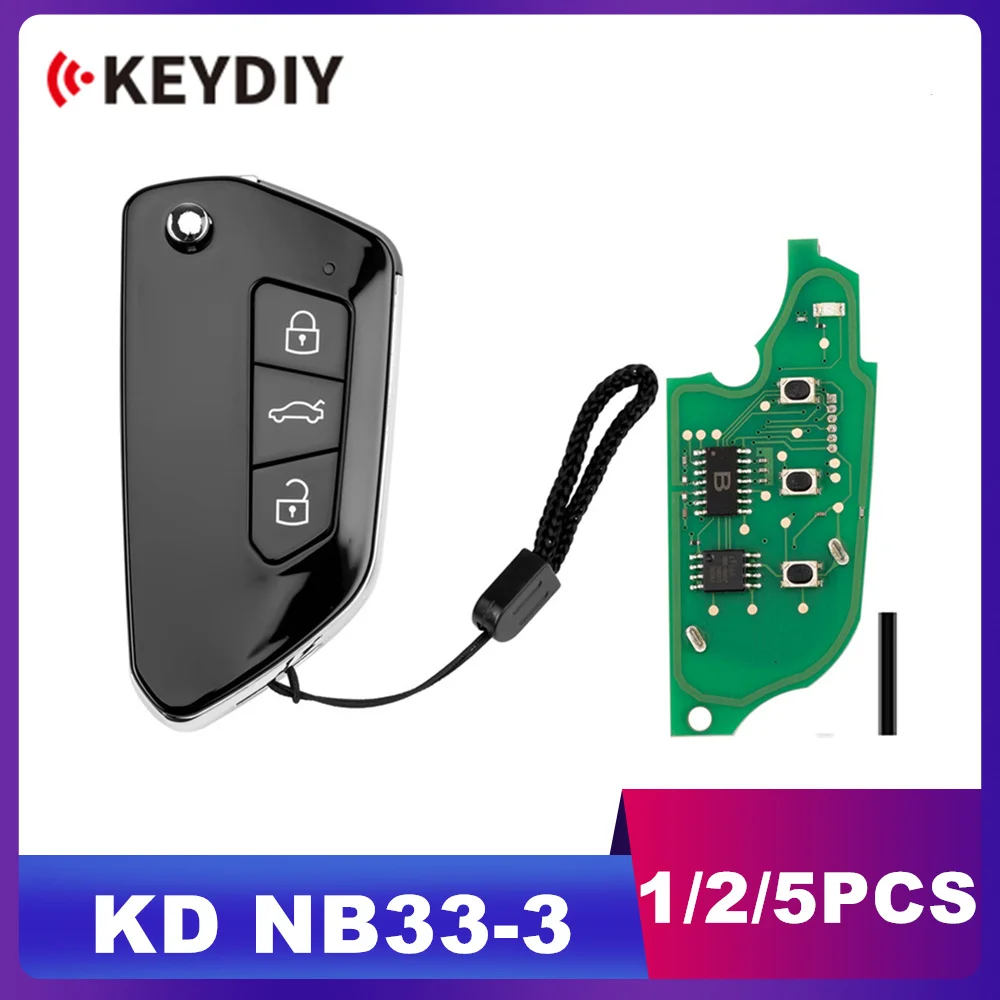 1/2/5PCS KEYDIY KD NB33-3 Universal Flip Remote Key 3 Buttons for VW Type