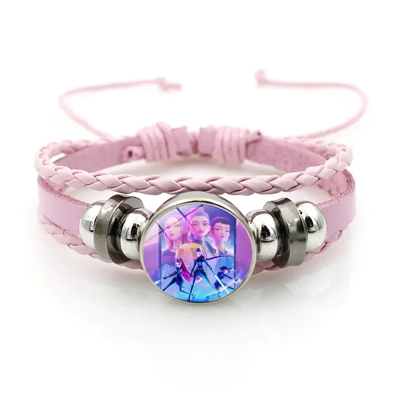 KPop DemonHunters Accessori moda per donne Ragazze Braccialetti intrecciati carini Cartoni animati Bracciale periferico anime Regali derivativi