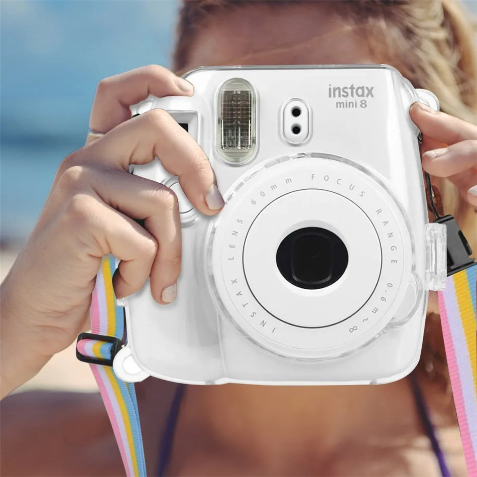For Fujifilm Instax Mini 9 Transparent Case Plastic Cover Instant Camera Protect Bag With Strap For Fujifilm Instax Mini 8 /8+ view 3