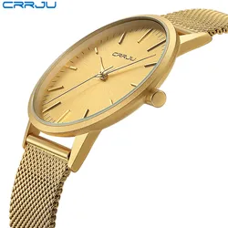 CRRJU Ultra Slim Gold Quartz Watches Men Top Brand Luxury Wrist Watches Golden Clock Male Relogio Masculino Simple Watch