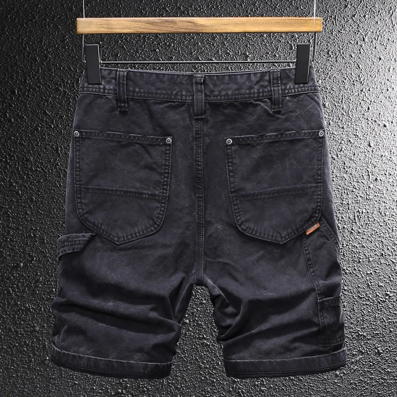Men's Fashionable Denim Shorts Embroidered Washed Nostalgic Black Gray Designer High-Quality Shorts
