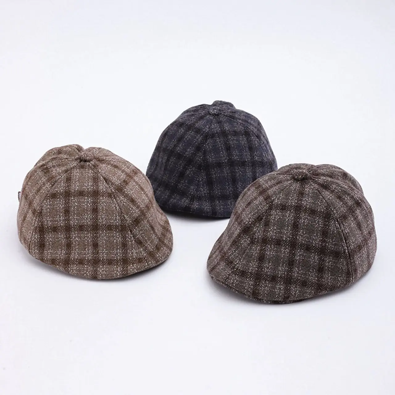 

Ретро-шапка в клетку для малышей, модный детский берет, кепка-газетчица для мальчиков 1-3 лет, утепленная осенне-зимняя детская кепка-уточка