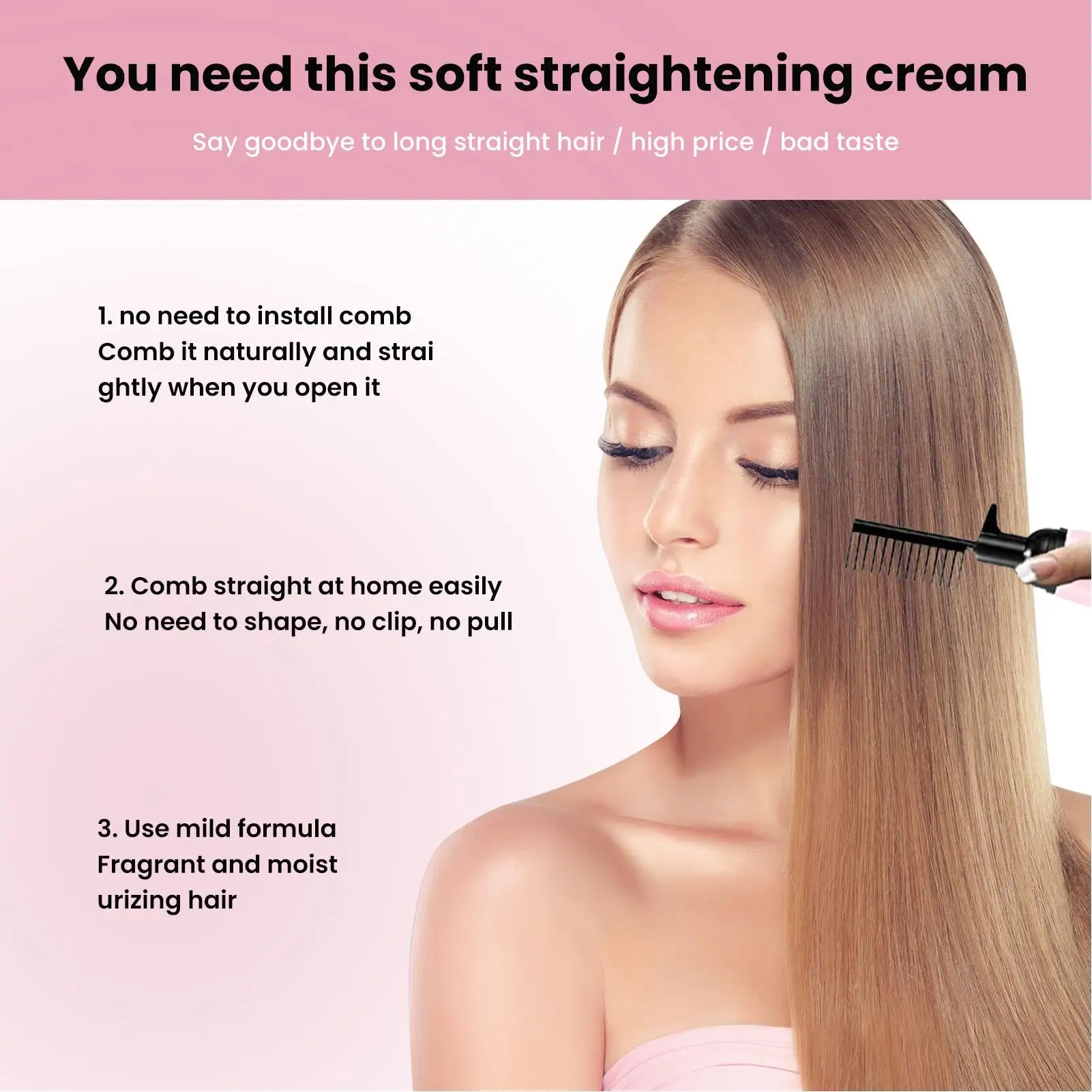 2-in-1 Hair Straightening Cream Treatment for curly & Damaged Hair - Smooth & Sleek Results