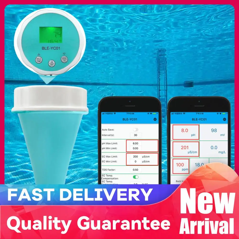 

6 in 1 Smart Floating Swimming Pool Water Analyzer APP Online Monitor Water Quality Detector PH CL TDS EC ORP TEMP Tester
