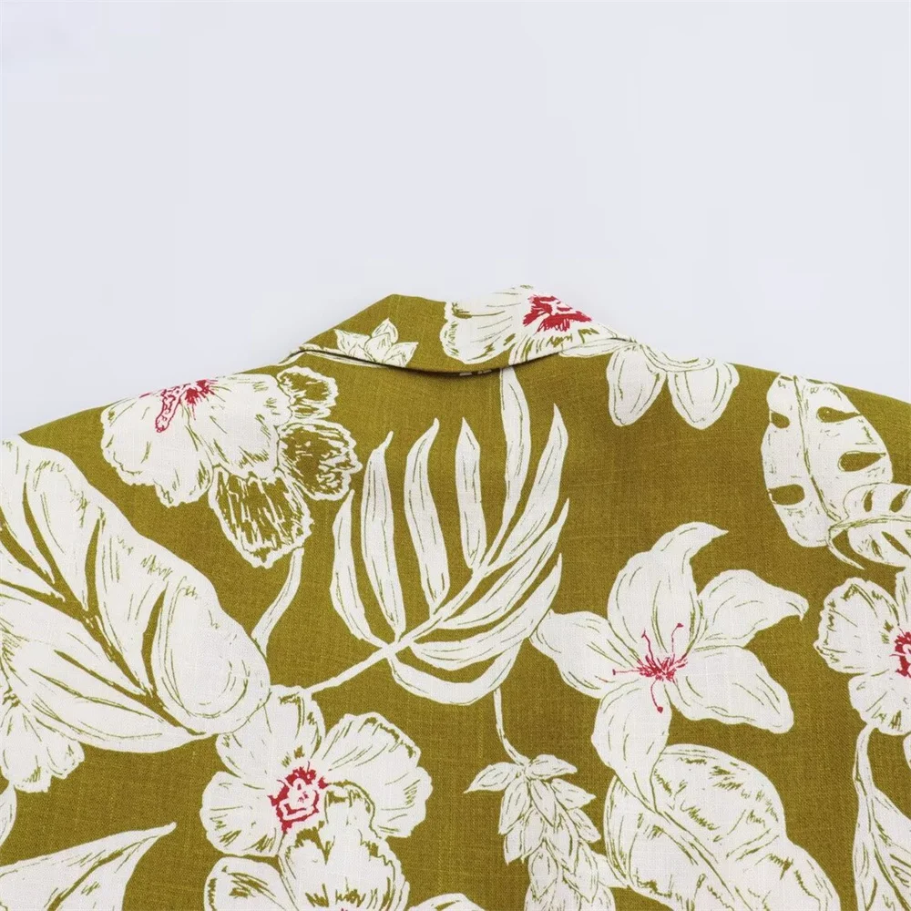 Fall 2024 New Damesmode Katoenen, Hennep En Vlas Bloemenprint Colbert & Vlas Blended Bloemenprint Broek