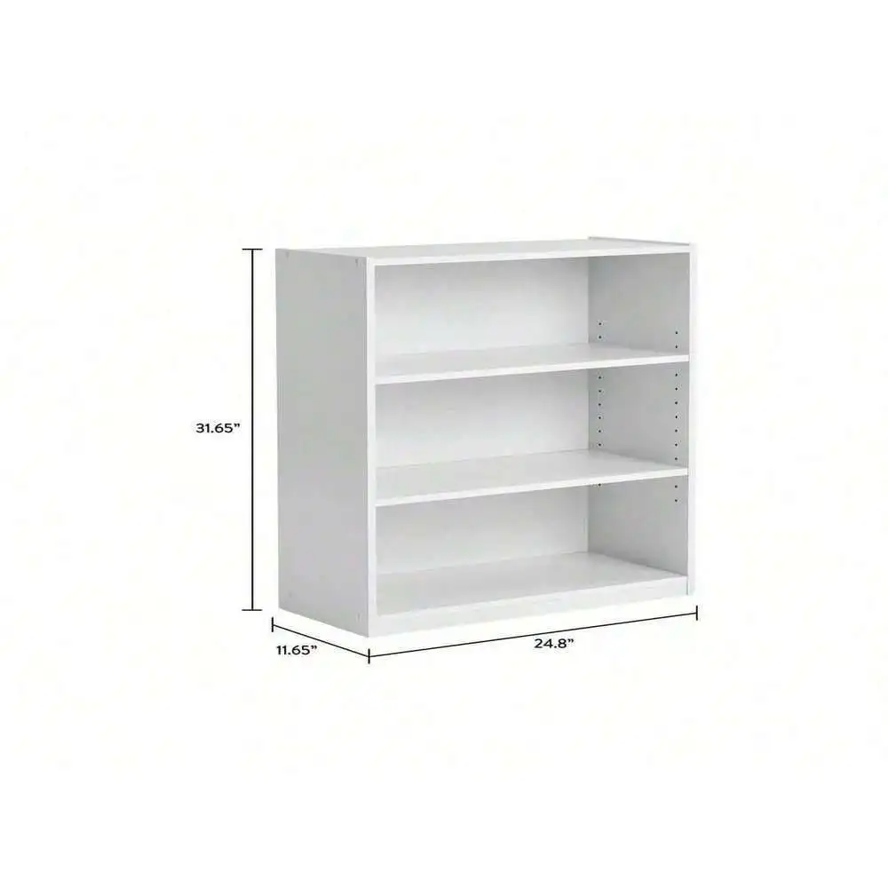 خزانة كتب ذات 3 أرفف مع أرفف قابلة للتعديل، باللون الأبيض #3
