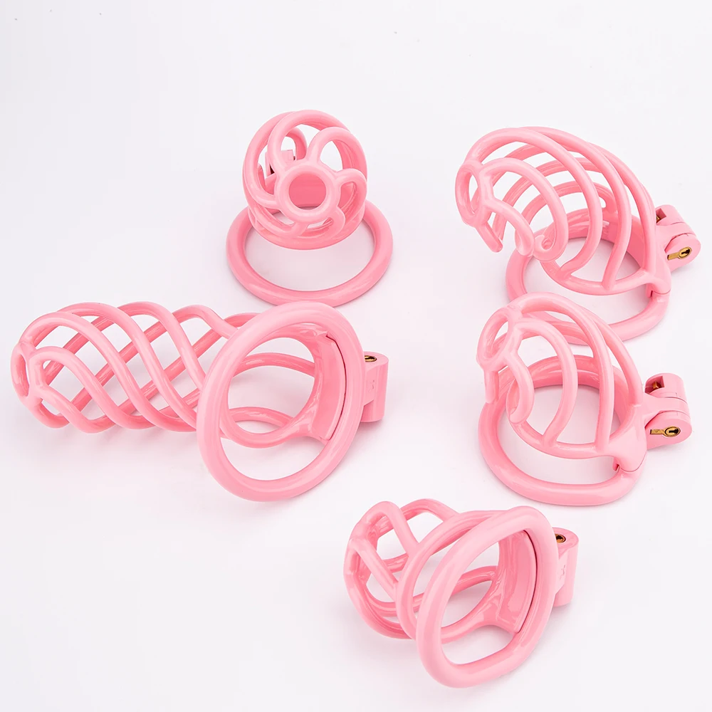 Small Pink Male Chastity Cage Lightweight Penis Cage Cock Ring CB Lock Big Chastity Belt Fetish BDSM Adult Sex Toy For Men