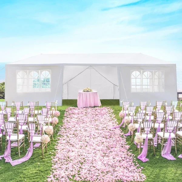 White 10'x30' Outdoor Party Tent w/ 8 Removable Sidewalls, Waterproof Canopy Patio Wedding Gazebo,For wedding parties,backyard
