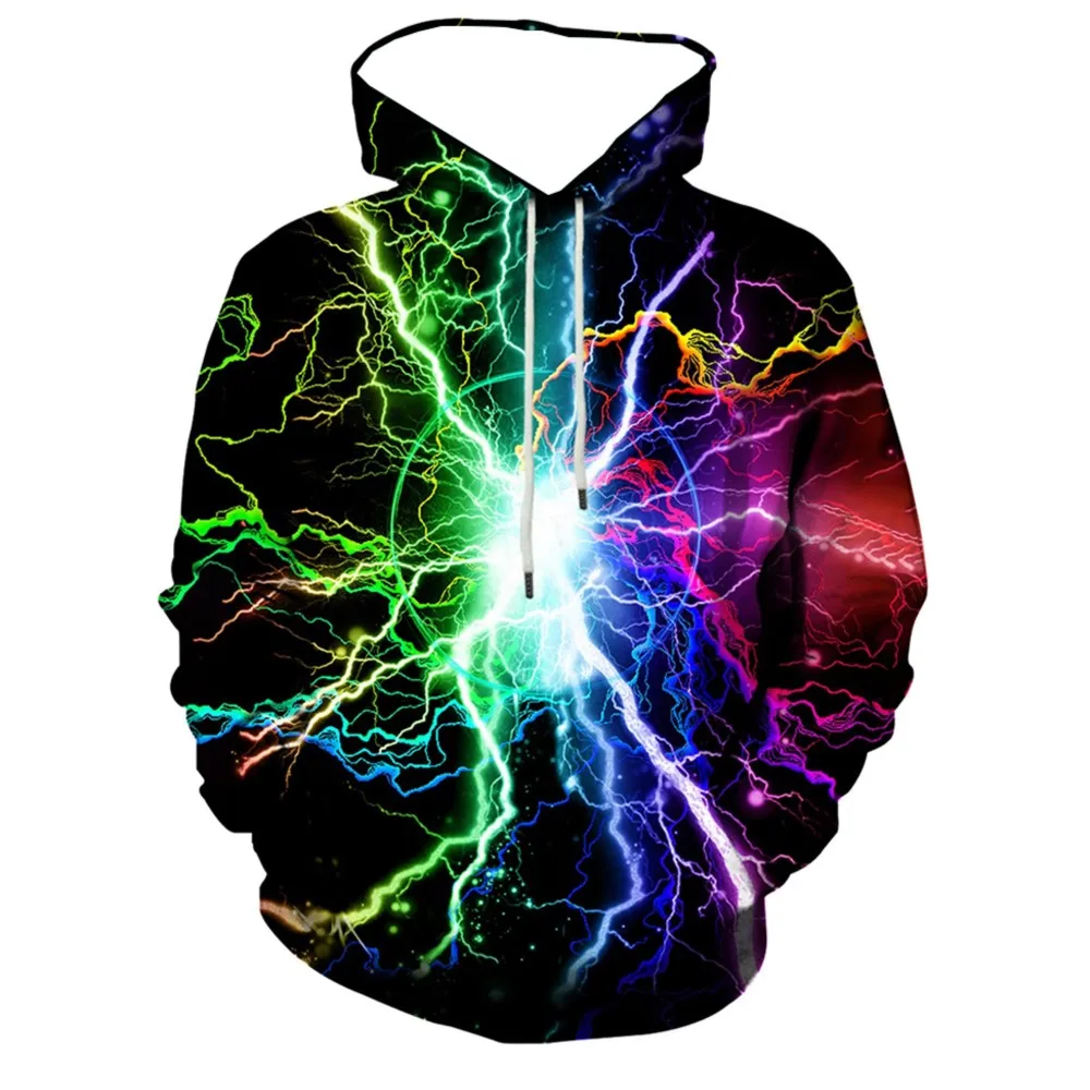 2026 New Unisex 3D Printed Dazzling Lightning Cool Print Pattern Casual Hoodie Trend Cool Hoodie Daily Wear Texture Soft