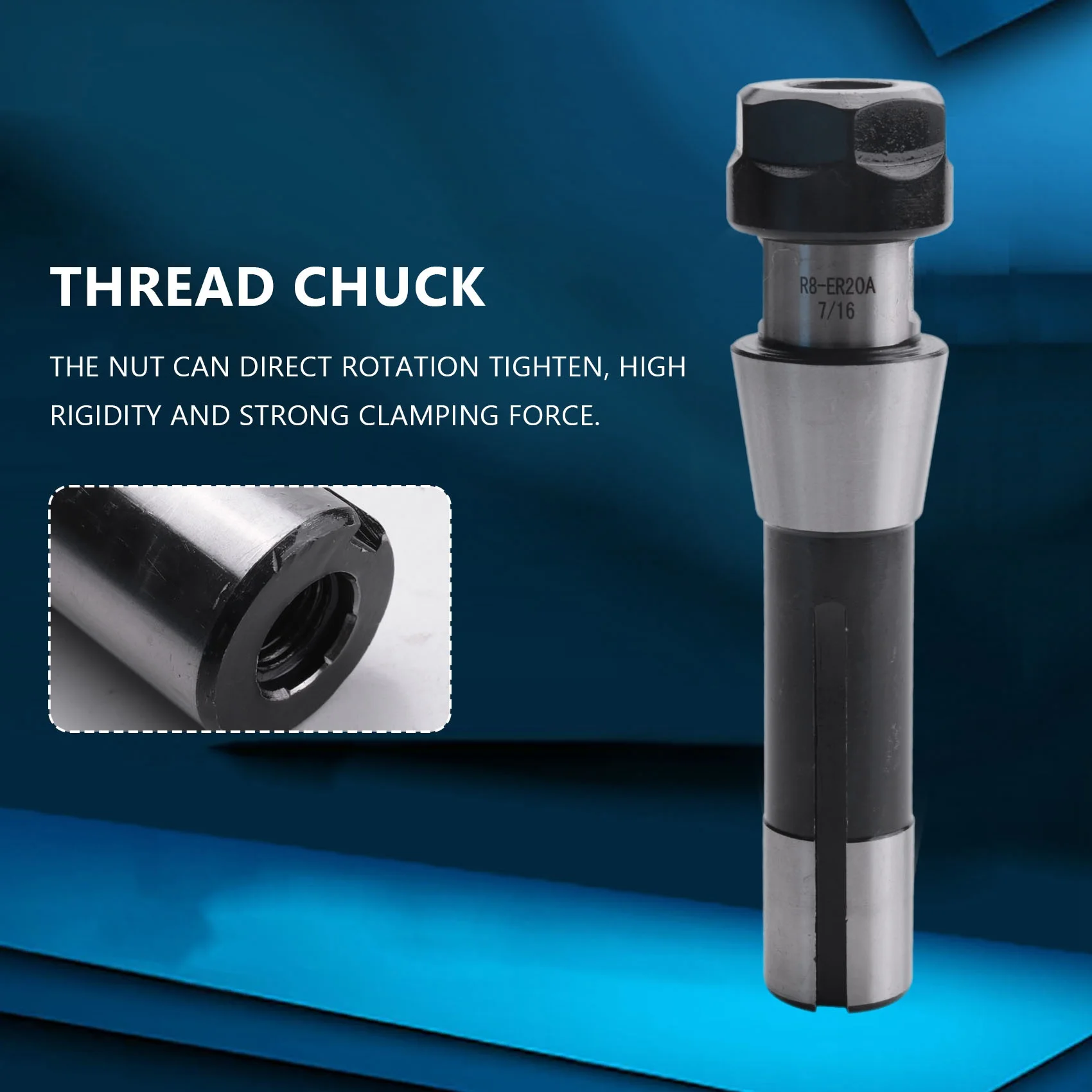 A01F-R8 ER20 7/16 Inch Collet Chuck Holder CNC Milling Lathe R8 Arbor Spindle Holder Tool