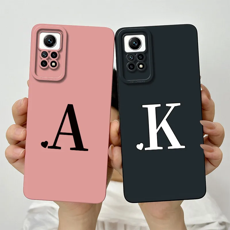 For Xiaomi Redmi Note 12 Pro 4G Case Redmi Note 12 Pro 4G Phone Case 2209116AG Cute Initial Letters Square Shockproof Back Cover