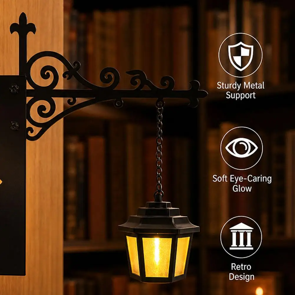 Library Lantern Decorative Bookshelf Lighting Retro Library Lantern Bookshelf Lamp Multifunctional Warm LED Nightlight Ornament