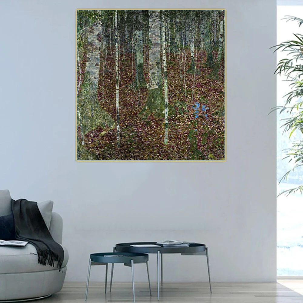Citon Gustav Klimt《The Birch Wood》Canvas Art Oil Painting Famous Art Poster Picture Wall Decor Home Interior Decoration