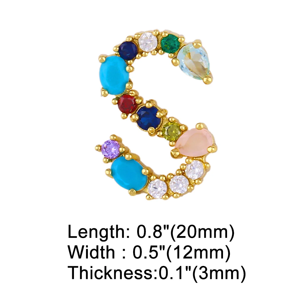 OCESRIO Rainbow Crystal Letter Pendant for Jewelry Making Genuine Gold Plated Copper Zircon Accessories for Jewelry pdta629
