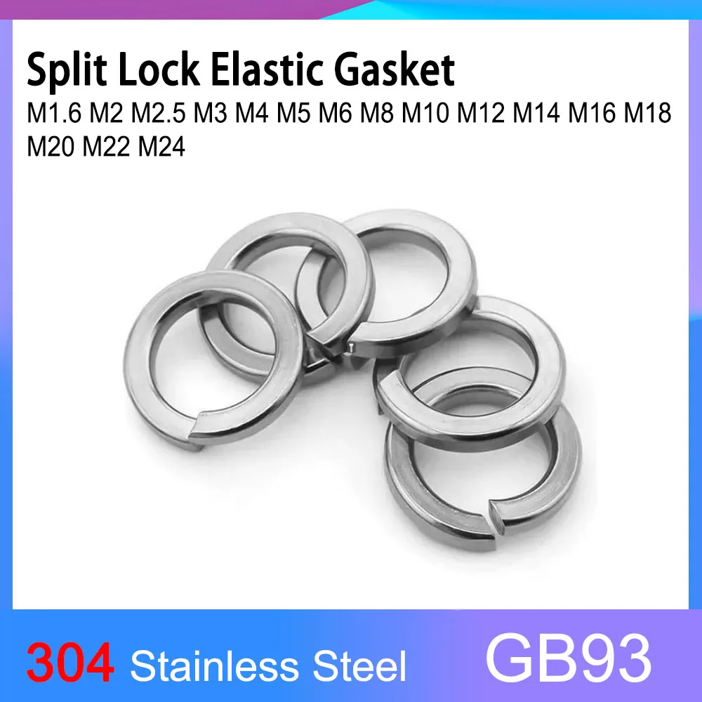 GB93 304 Stainless Steel Spring Washer Split Lock Elastic Gasket Machine Furniture Assemble Repair Gaskets Fasteners Accessories