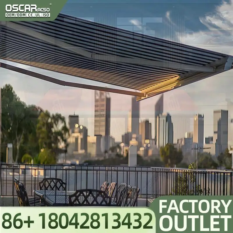 Wholesale Outdoor MultiFunctional Canopy Free Telescopic Waterproof Roof with Retractable PVC Sail White Frame Retractable Awnin
