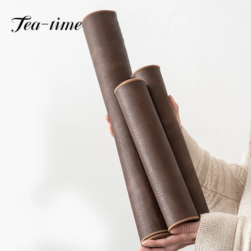 3 Sizes High-end Waterproof PU Leather Tea Mat Tablecloth Tea Tray Cushion Japanese Zen Tea Table Flag Tea Ceremony Accessories