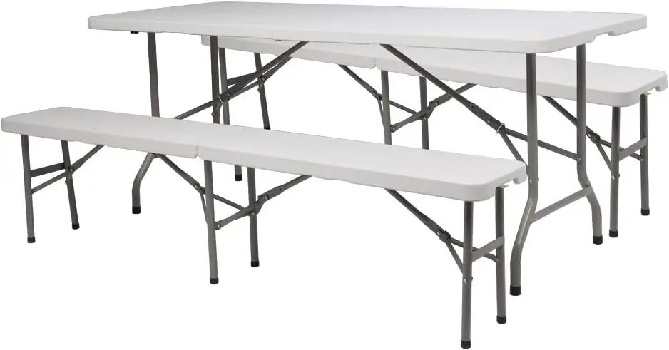 VINGLI-Ensemble de table de pique-nique portable, table pliante en plastique, table à bière de camping, 6 pieds, 3 pièces