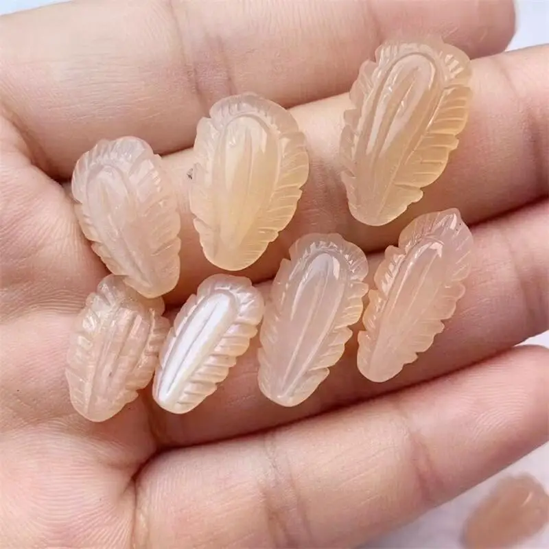 5pcs Natural Orange Feather Quartz Figurine Healing Energy Gemstone Crystal Crafts Child Christmas Gift 13-22mm