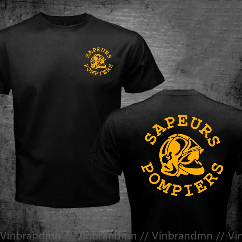 New Sapeurs Pompiers Paris France Firefighter Fire Department Brigade T-Shirt Summer High Quality Men Fashion T Shirts Camisetas