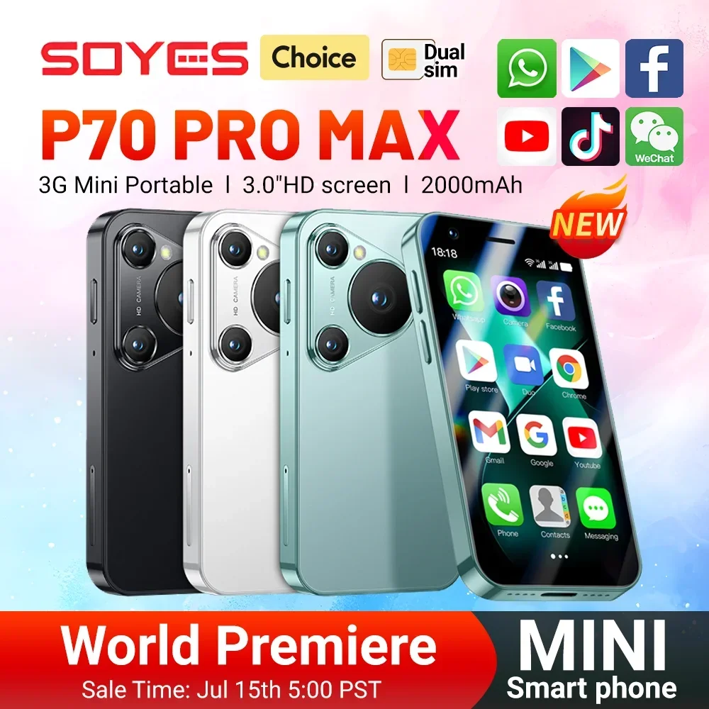 World Premiere SOYES P70 Pro Max Mini Smartphone  Android8.1 3.0 Inches 16GB  2000mAh Face ID Dual SIM Standby Play Store 3G