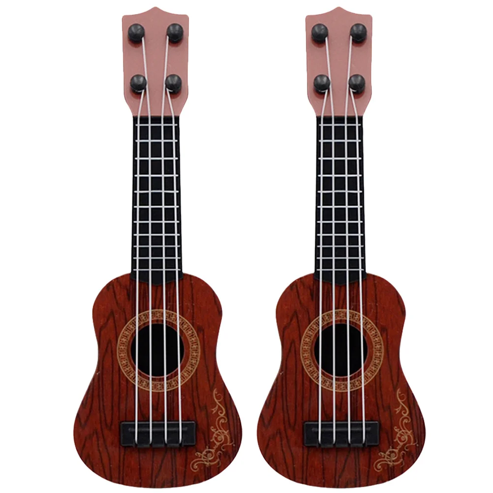 

2 Pcs Mini Ukulele Simulation Musical Instrument Kid Plaything Toy Kids Models Guitar for Plastic