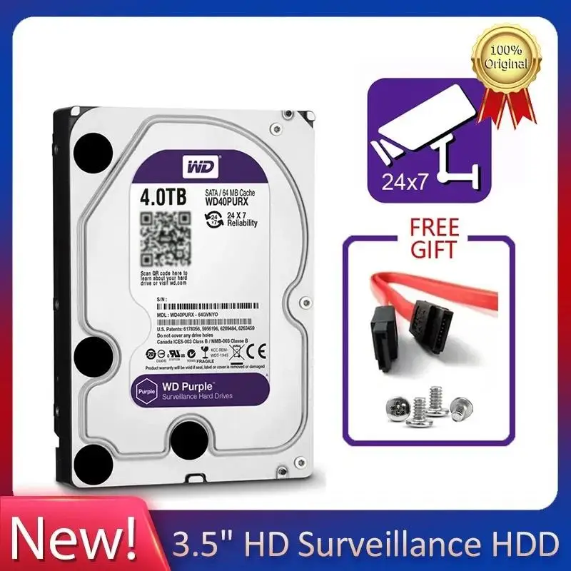 To WD Purple 4TB Surveillance Internal Hard Drive Disk 3.5