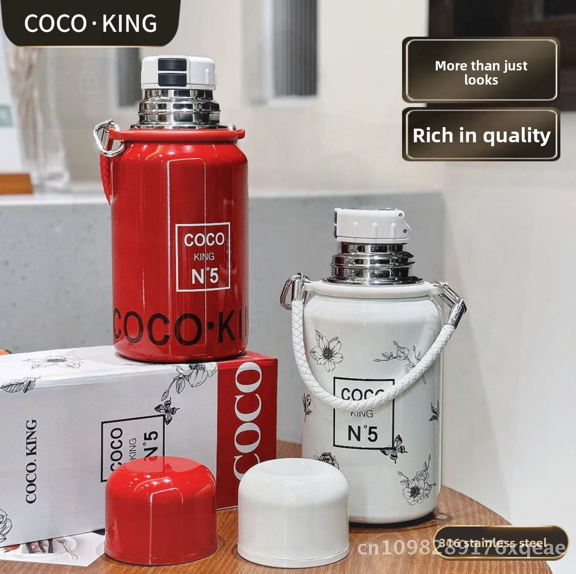 

Thermos Large Capacity Water Bottle 900ml 316 Stainless Steel High Temperature Resistant Insulated Outdoor Handle Pot for Women