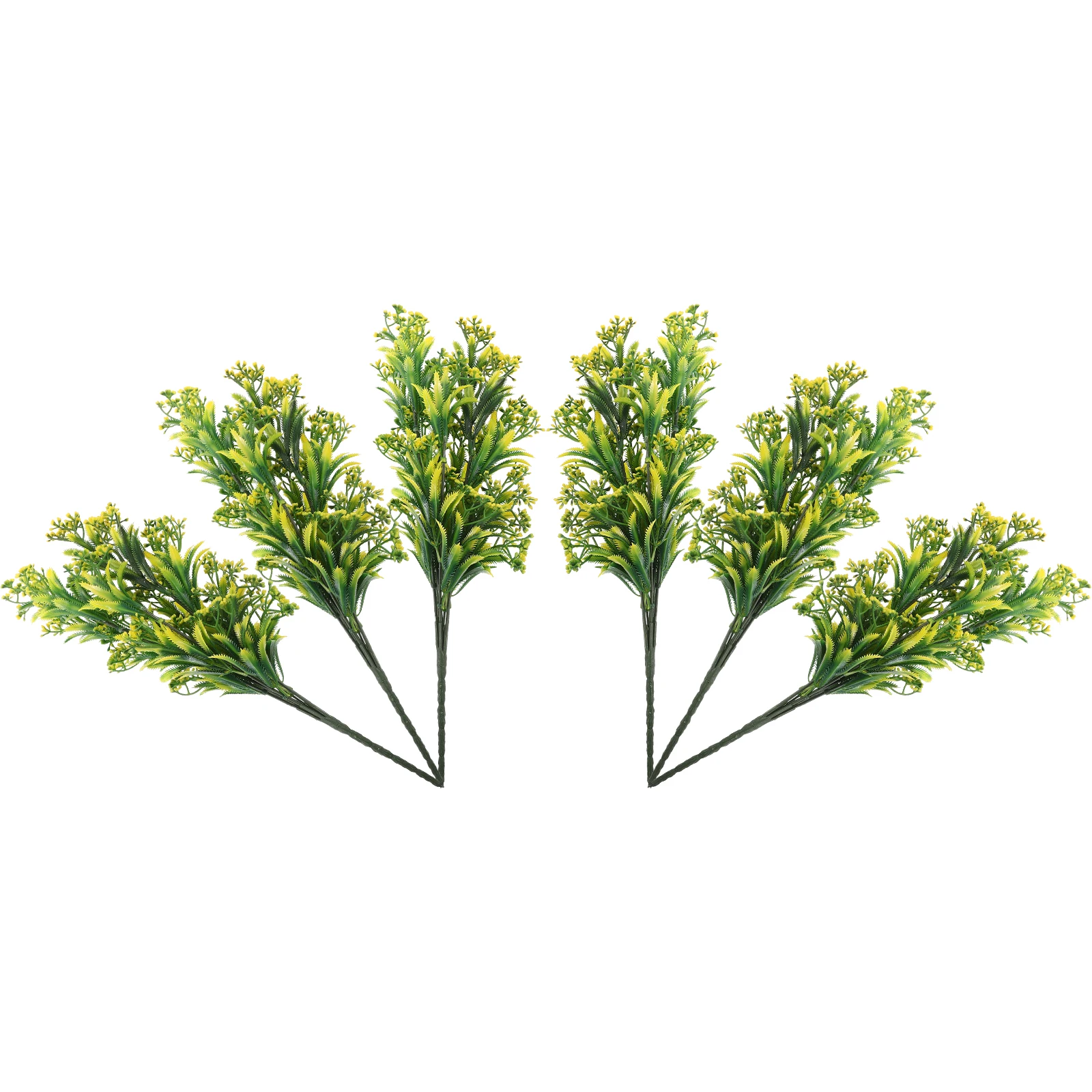 

8 Bunches Green Plants Realistic Plastic Wedding Flowers For Decoration Bouquet Decor YellowFloral Centerpieces Tables