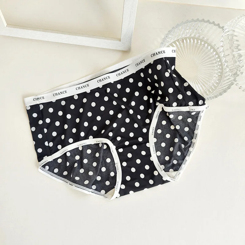 SP&CITY Polka Dot Cartoon Underwear Women\'s Summer Crotch Cotton Breathable Seamless Briefs Ice Silk Traceless Sports Panties