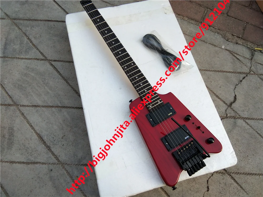 

Headless Electric Guitar,Ash Body Rosewood Fingerboard, Common Active Closed Pickups, Red BJ-332 644, 6 Strings