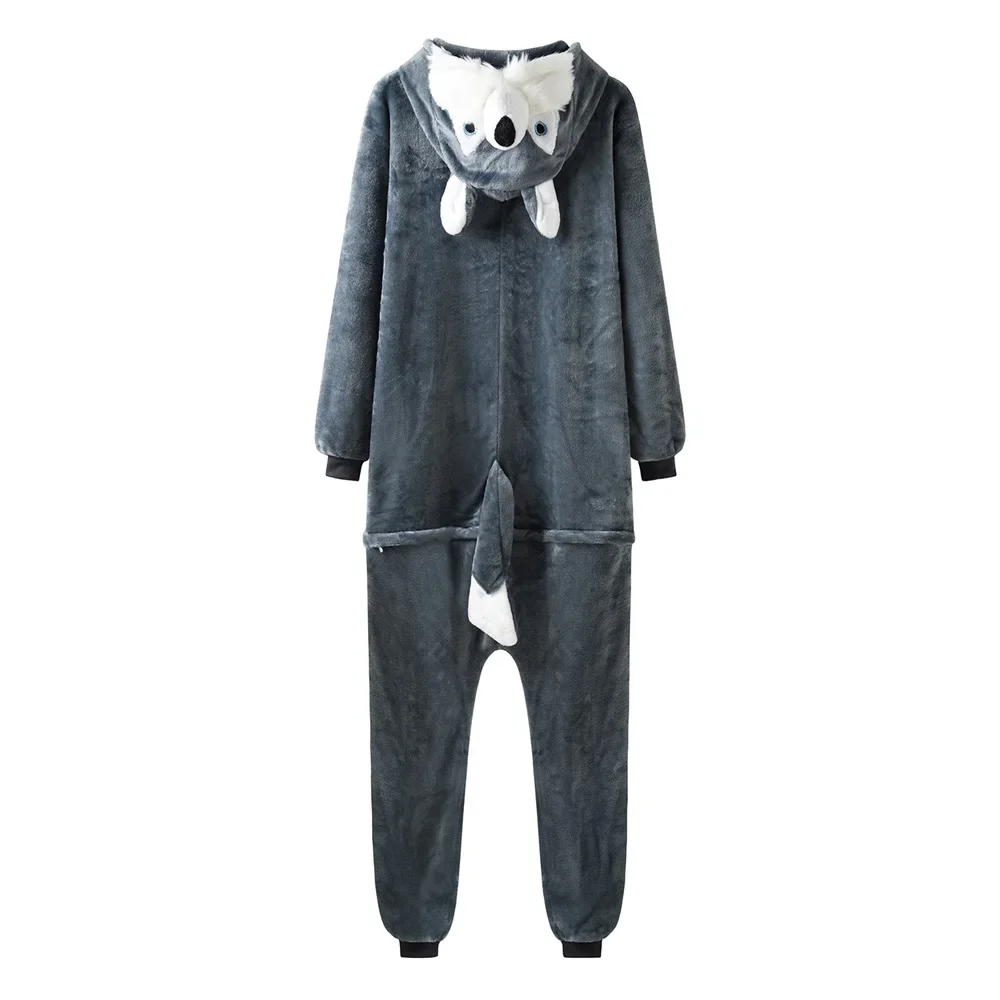 Wolf Onesie For Men Animal Pajama Direwolf Kigurumis Winter Warm Soft Flannel Jumpsuit Adult Unisex Christmas Outfit