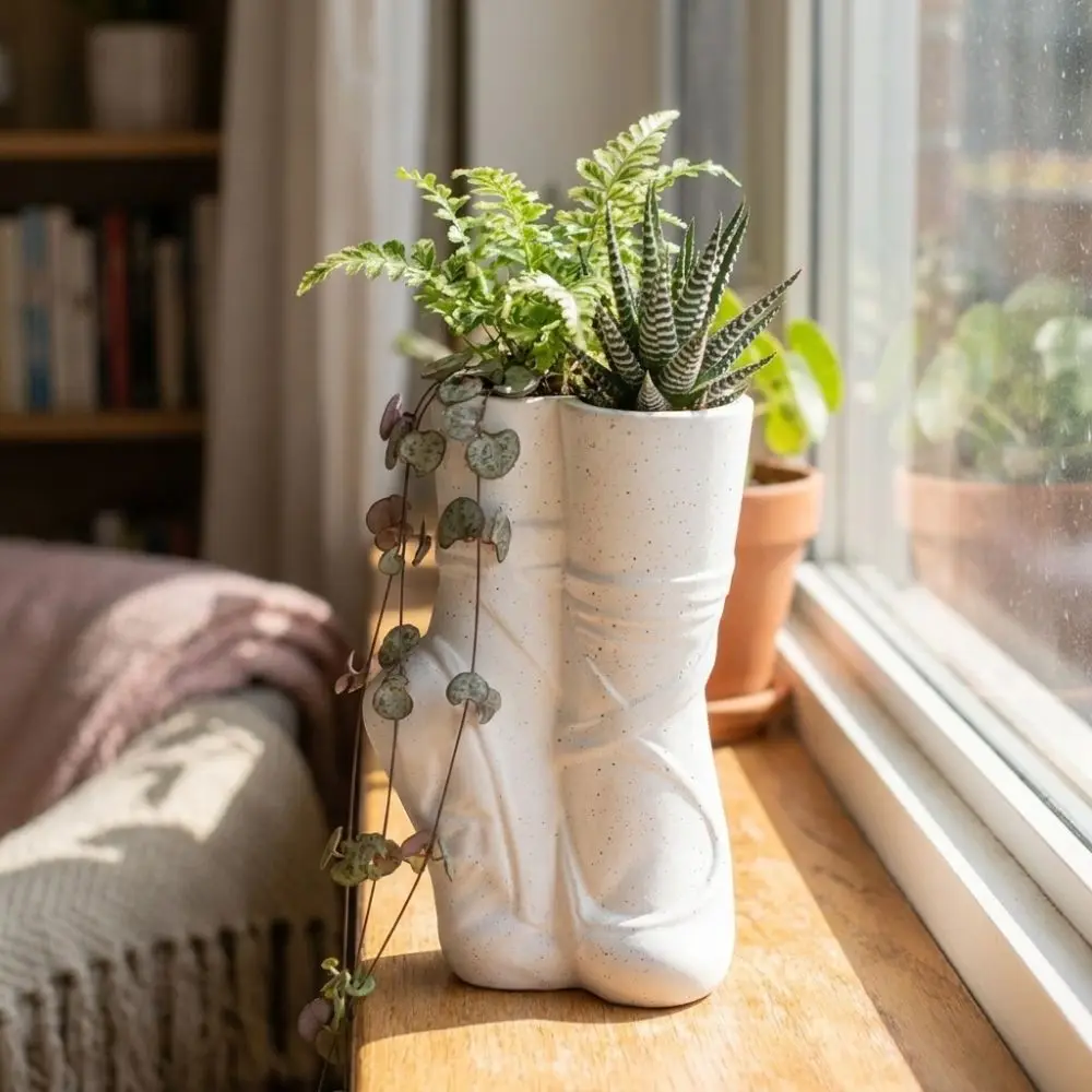 Fashionable Creative Ballet Shoes Vase Dreamy Decorative Succulent Planter Vinyl Artistic Foot Sculpture Pot Garden