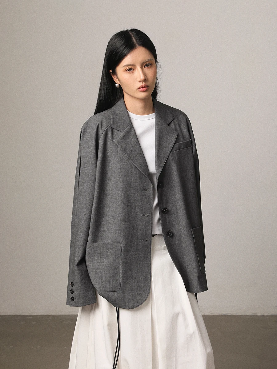 

Женский шерстяной пиджак Vimore оверсайз, повседневный, осенний, новый, прямого кроя, с длинным рукавом, для офиса, премиум-класса