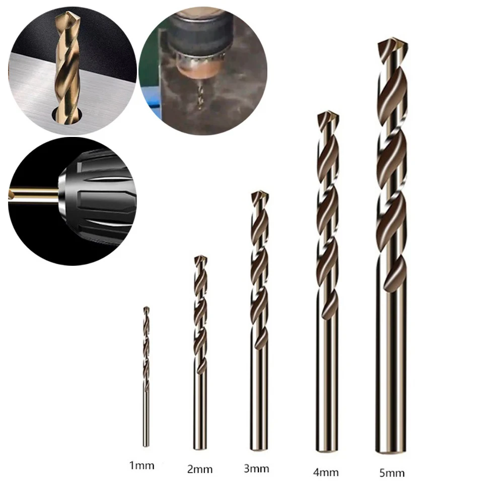 5 قطعة HSS M35 الكوبالت مثقاب 1-5 مللي متر رئيس الجولة عرقوب للمعادن الفولاذ المقاوم للصدأ الحفر القاطع ثقب اللكم أجزاء أداة السلطة