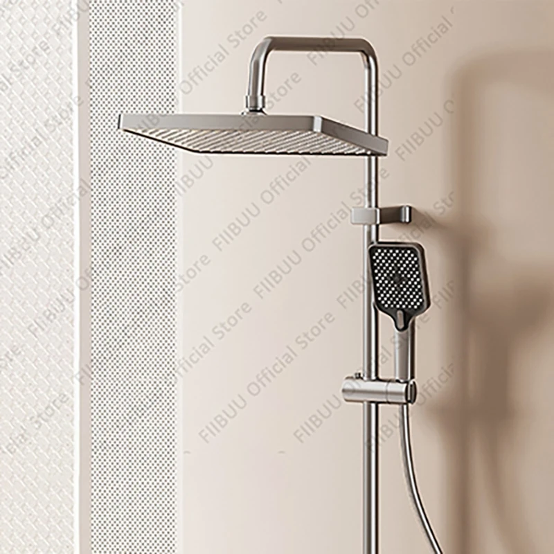 

Modern Simple Shower System Four-button Showerhead Kit Ultra-wide Overhead Shower Hotel Family Bathroom Showerhead Combination