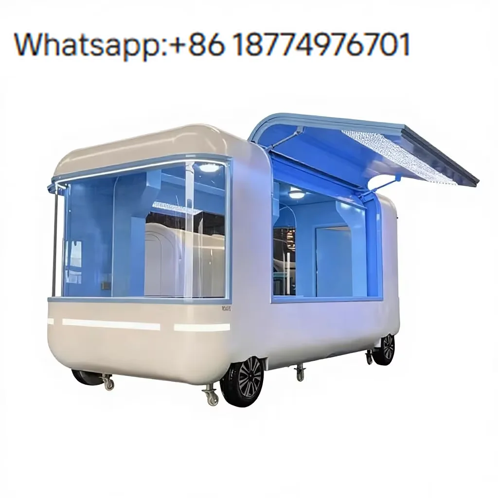 Carrito de Helados Móvil, Remolque de Café, Camión de Comida Móvil, Remolque de Comida para Eventos, Totalmente Equipado