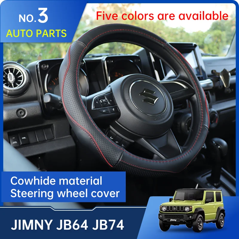 Genuine Leather Steering Wheel Cover For Suzuki Jimny JB64 Sierra JB74W 2019 2022  Steering Wheel Cover For Diameter 37-38cm