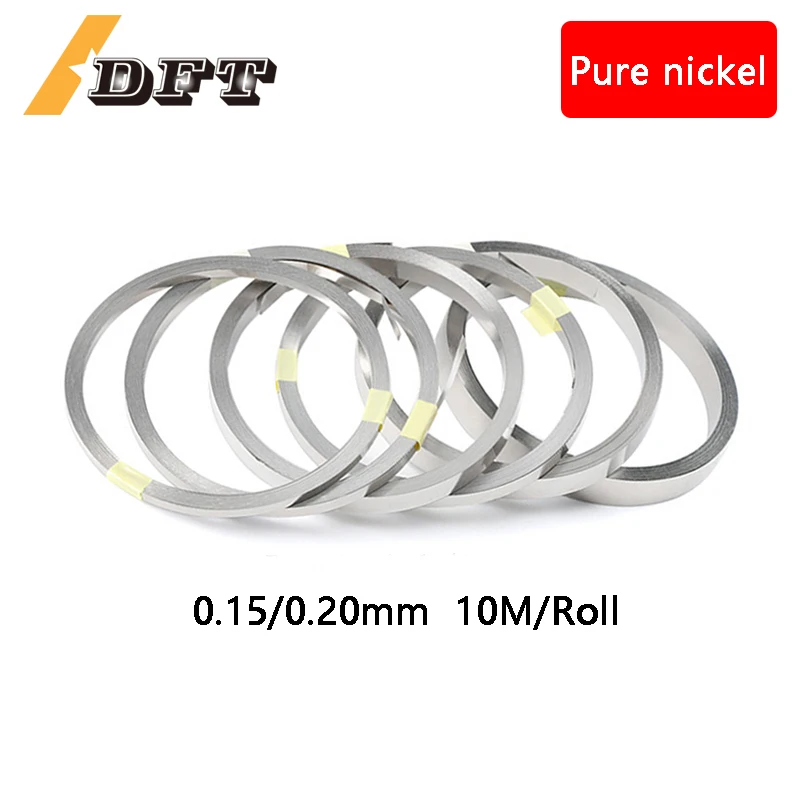 

Pure Nickel 10M 0.15/0.2mm Thickness Pure Nickel Strip Tape for Spot Welding and Li 18650/21700 Battery Welding Compatible